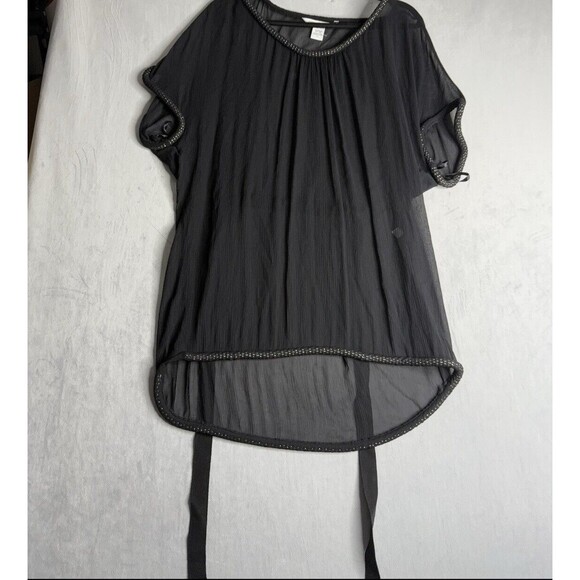 Diane Von Furstenberg Dress Womens 0 Black Sheer‎ Sol Beaded Silk Goddess Boho - Picture 1 of 7